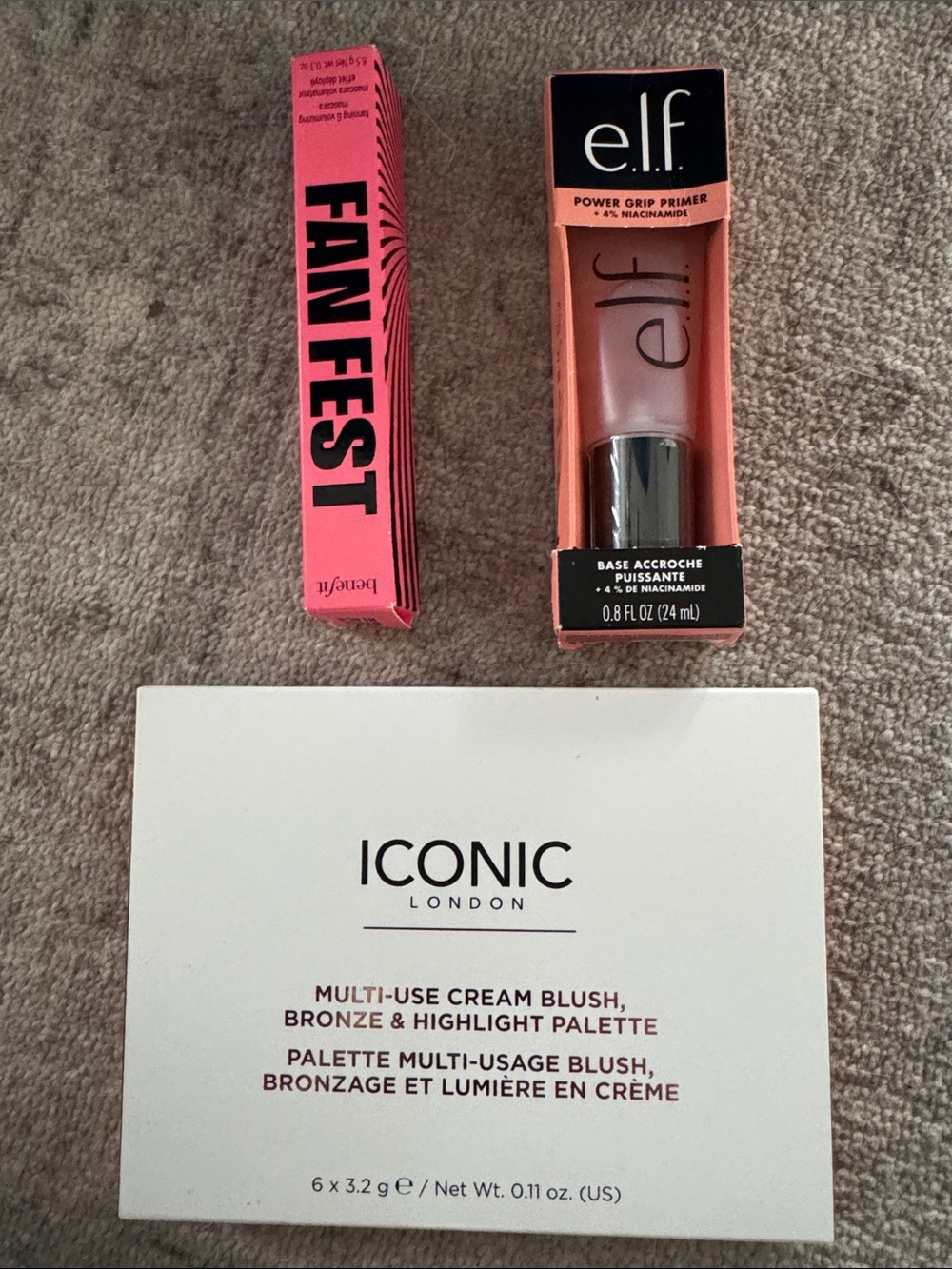 Power Grip Primer, iconic London face pallet and mascara